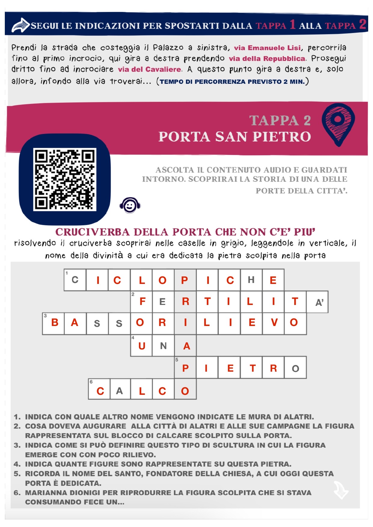Alla scoperta di Alatri - Soluzioni ai giochi - Tappa 2